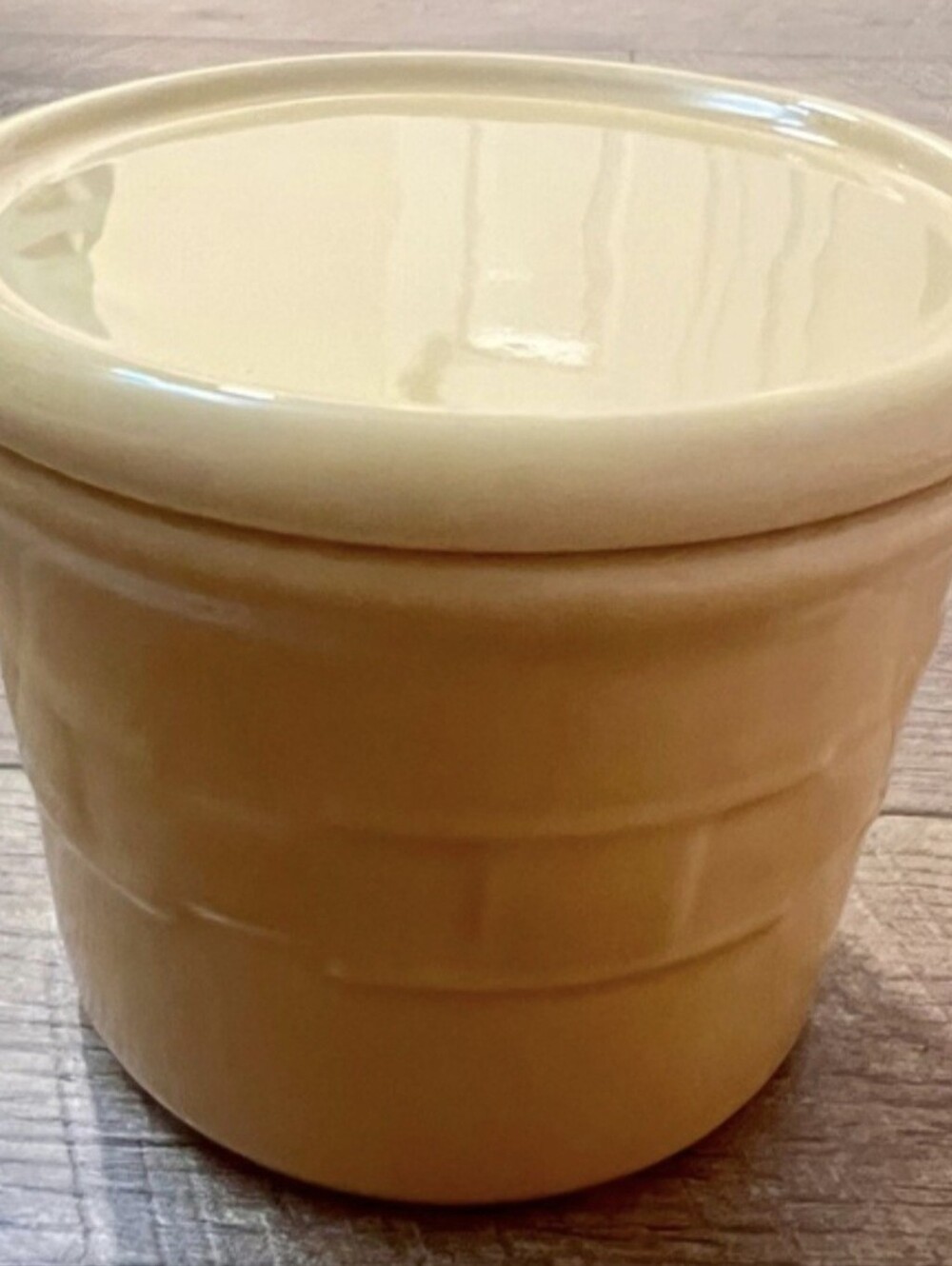 Longaberger 1 Pint Salt Crock Butternut Yellow Glazed Ceramic Canister with Lid